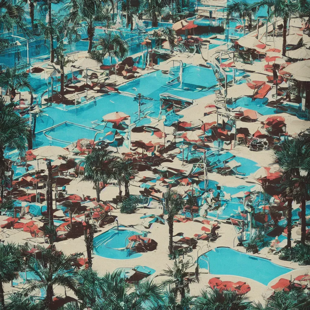 Prompt: nostalgia by the poolside, album cover, no text, no watermarks, graphics