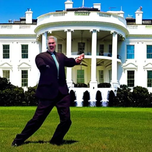 Prompt: Kevin McCarthy dancing his heart out. White House photo.