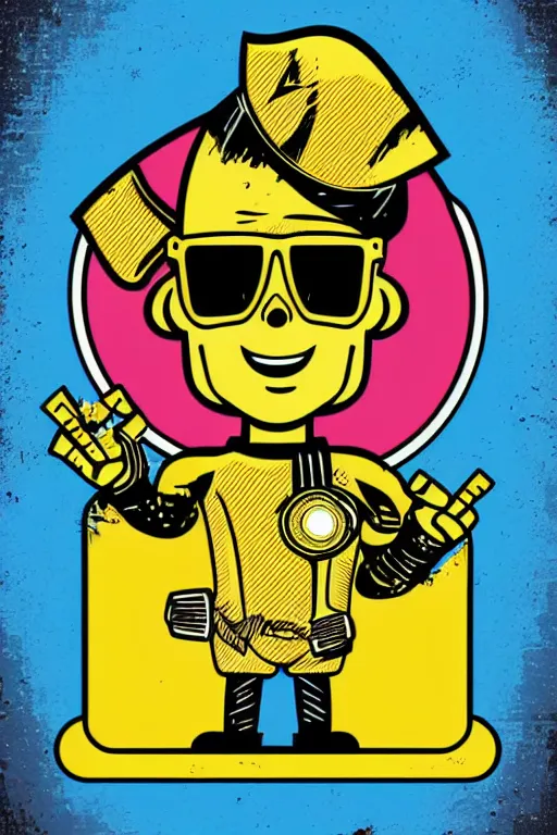 Image similar to fallout 7 6 retro futurist illustration art by butcher billy, sticker, colorful, illustration, highly detailed, simple, smooth and clean vector curves, no jagged lines, vector art, smooth andy warhol style