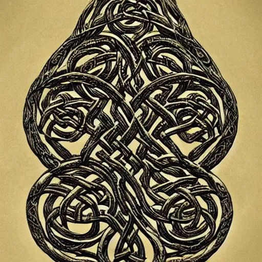 Image similar to Intricate and highly detailed Celtic Knotwork etched in an ancient tree, intricate, highly detailed, fullbody, artstation, dark fantasy, horror, Silent Hill game, concept art, smooth, sharp focus, illustration, art by greg rutkowski and orientalism and bouguereau and Zdzislaw Beksinski, good clear quality, lighting, biology, symmetrical artwork, perfect face, 135 mm, cinematic, hyper realism, high detail, octane render, 8k, chrome accents