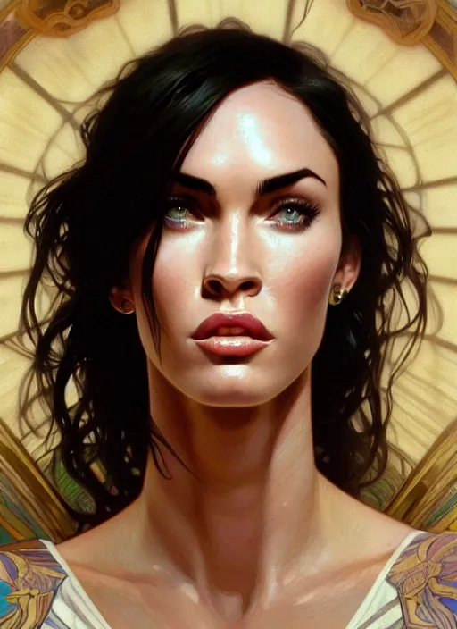 Image similar to portrait of megan fox as muppet, intricate, headshot, highly detailed, digital painting, artstation, concept art, sharp focus, cinematic lighting, illustration, art by artgerm and greg rutkowski, alphonse mucha, cgsociety