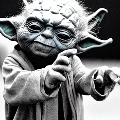 Image similar to yoda performing at woodstock