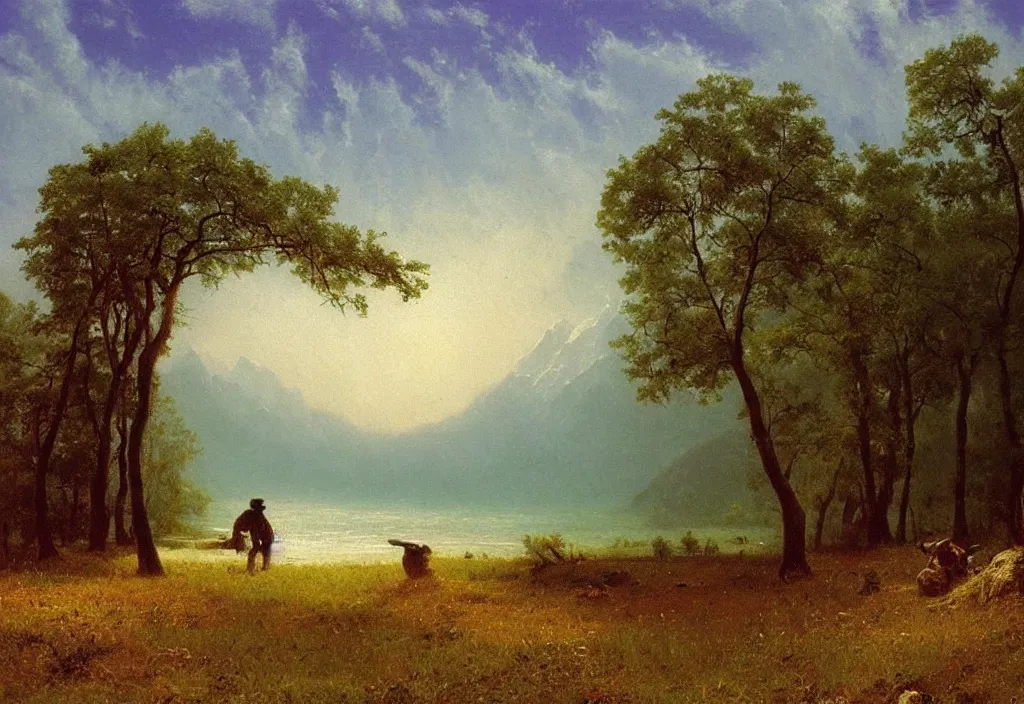 Prompt: “an original painting by Albert Bierstadt”