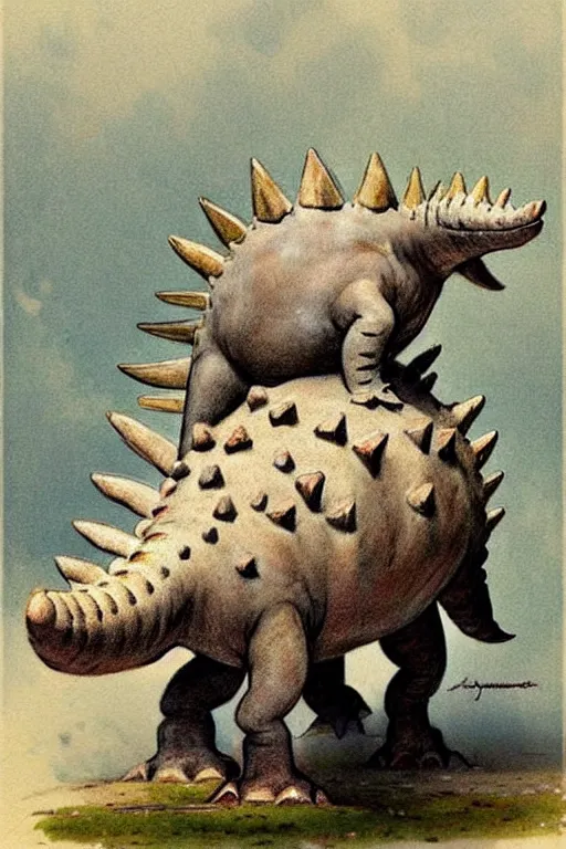 Image similar to (((((1950s stegosaurus . muted colors.))))) by Jean-Baptiste Monge !!!!!!!!!!!!!!!!!!!!!!!!!!!