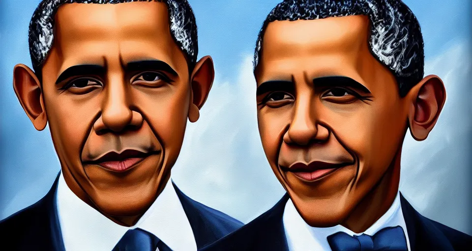 Image similar to beautiful painting of a barack obama, matte painting, 4 k, trending on artstation, greg rutkoswki