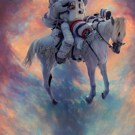 Prompt: ' horse above ', astronaut below, industrial sci - fi, by mandy jurgens, ernst haeckel, james jean