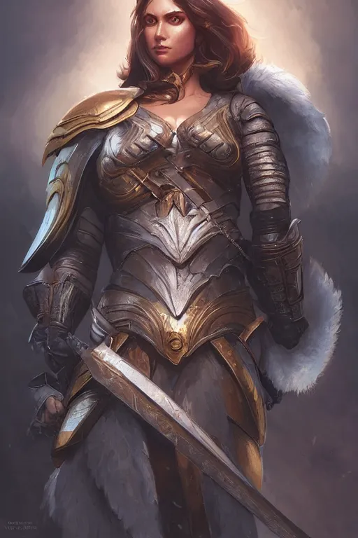 Image similar to amazon valkyrie athena, d & d, fantasy, portrait, highly detailed, headshot, digital painting, trending on artstation, concept art, sharp focus, illustration, art by artgerm and greg rutkowski and magali villeneuve