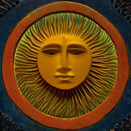 Prompt: paint frame of an ancient sun god, 8 k