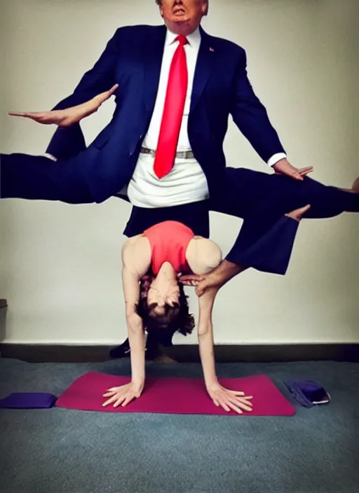 Image similar to donald trump instagram yoga photo shoot