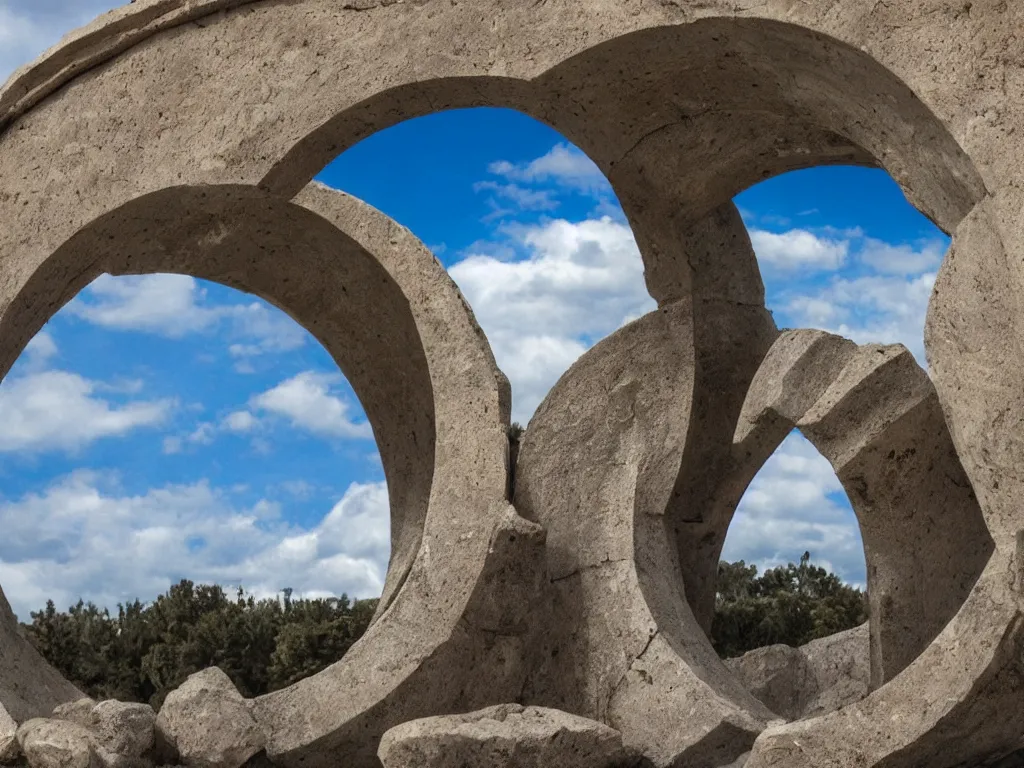 Image similar to stargate made of stone that form a circle, cinematic view, epic sky stargate made of stone that form a circle, cinematic view, epic sky