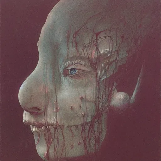 Image similar to portrait of ethereal goblin princess by Beksinski