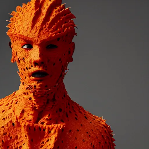 Image similar to a portrait of a beautiful young male wearing an alexander mcqueen armor made of lava , photographed by andrew thomas huang, artistic