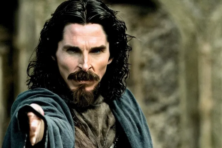 Prompt: film still Christian Bale as Sirius Black in Harry Potter movie