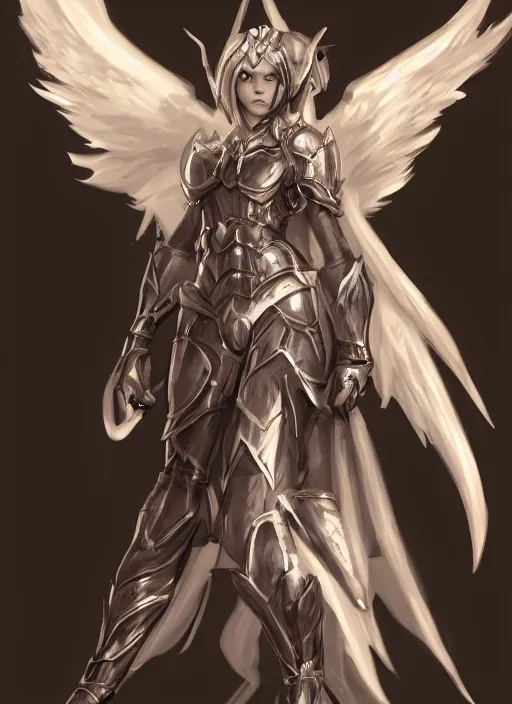 Prompt: concept art. angel knight girl. artstation trending. highly detailed