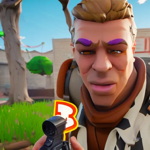 Image similar to Paul Washer as Jonesy in the style of Fortnite, wearing a suit, unreal engine 5