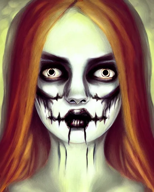 Image similar to detailed portrait ghost Girl, undead, nightime, painted, Perfect face, fine details, realistic shaded, fine-face, pretty face