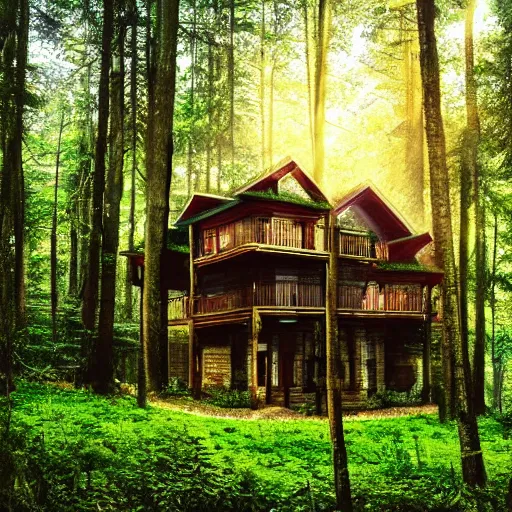 Image similar to house in forest, vhs