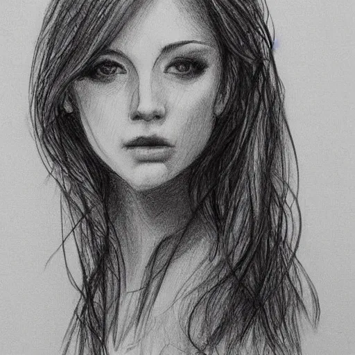 Image similar to a perfectly drawn sketch of a portrait of of woman, illustration, sketch