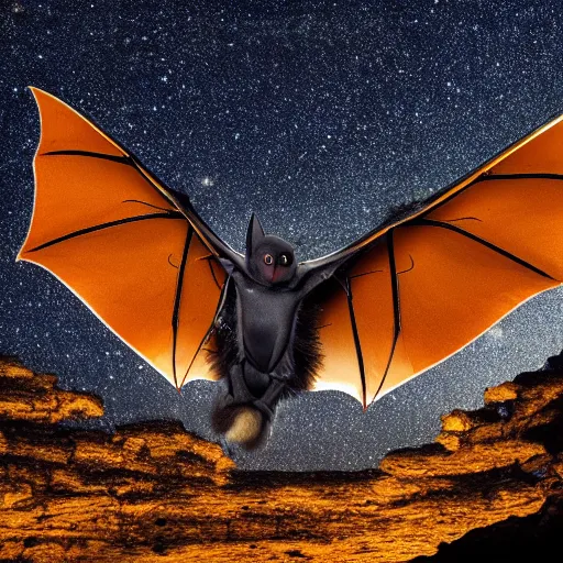 Prompt: manbat with huge wings flies, moonlit night, fantasy, wide angle, 8 k high definition, insanely detailed, intricate, elegant