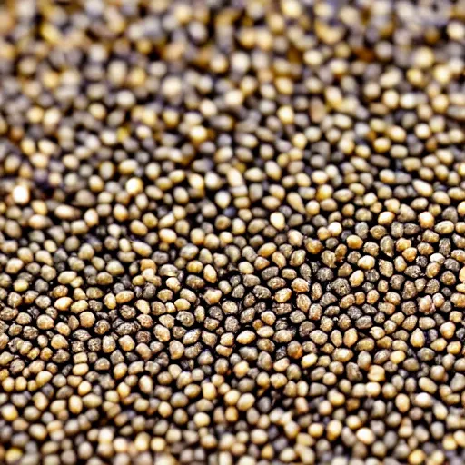 Prompt: extreme close up macro shot of a chia seed, high quality