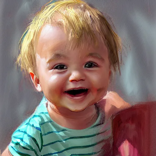 Prompt: smilling baby, artwork by steve henderson