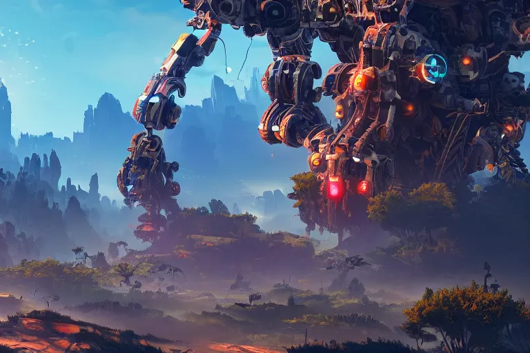 Image similar to scorcher machine mecanical creature robot of horizon forbidden west horizon zero dawn bioluminiscence global illumination ray tracing hdr fanart arstation by ian pesty and alena aenami artworks in 4 k