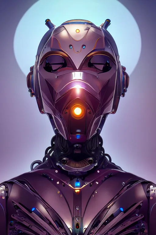 Image similar to solarpunk cyborg queen fantasy art mask robot ninja stylized digital illustration sharp focus, elegant intricate digital painting artstation concept art global illumination ray tracing advanced technology chaykin howard and campionpascale and cooke darwyn and davis jack