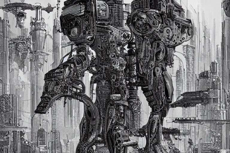 Prompt: comic book illustration, the ghost in the machine, cyberpunk concept art by Moebius, highly detailed, intricate, sci-fi, sharp focus, Trending on Artstation HQ, deviantart