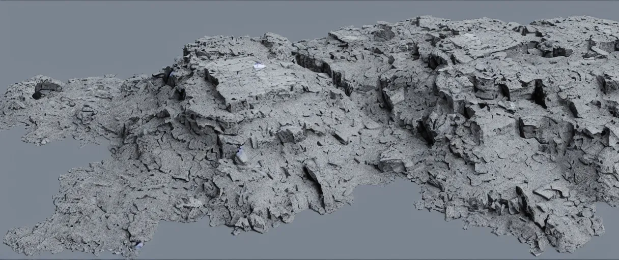 Image similar to a crumbling island in space, 3 d render