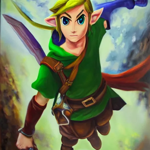 Image similar to Oil painting of Link - Hero of Time