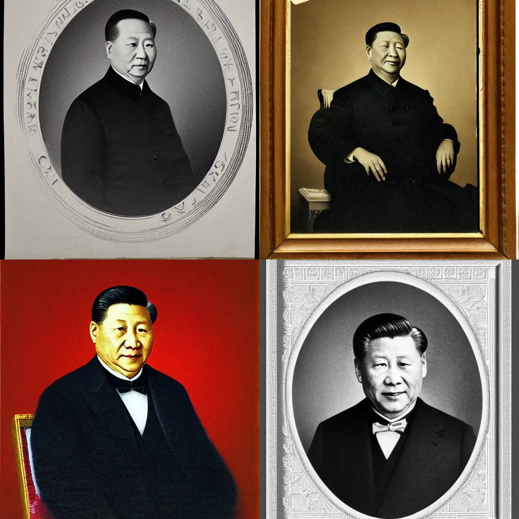 Prompt: official portrait of United States President Xi Jingping, 1868