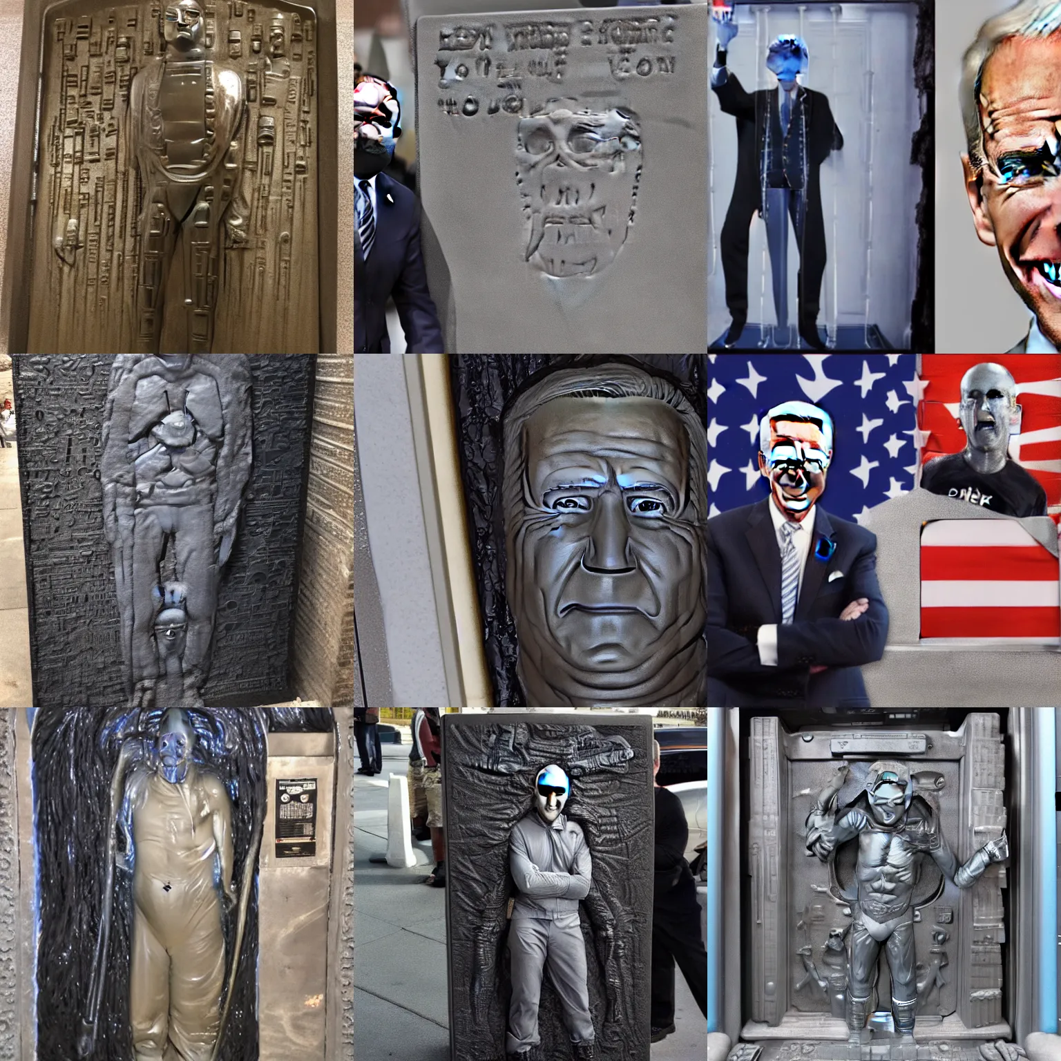 Prompt: Joe Biden encased in carbonite