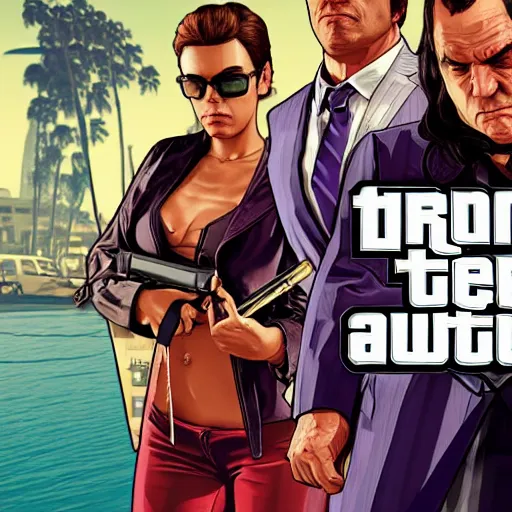 Prompt: three's company, gta 5 cover art