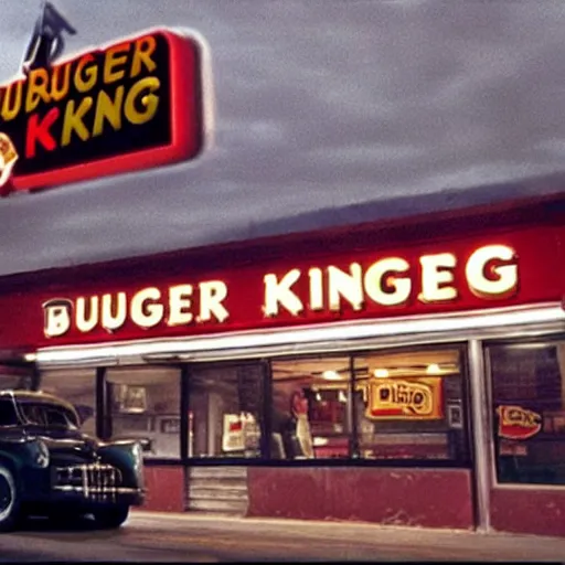 Prompt: A still of The Burger King in The Godfather, cinematic lighting