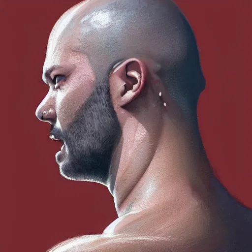 Prompt: portrait of a bald!!! ricky martin in mid thirties with gray designer stubble!!!!!!! by greg rutkowski, attractive, highly detailed portrait, scifi, digital painting, artstation, concept art, smooth, sharp foccus ilustration, artstation hq