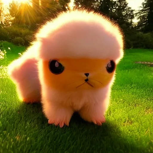 Image similar to real life pokemon, cute!!!, adorable!!!, fluffy!!!, ultra realistic!!!, golden hour, sharp focus