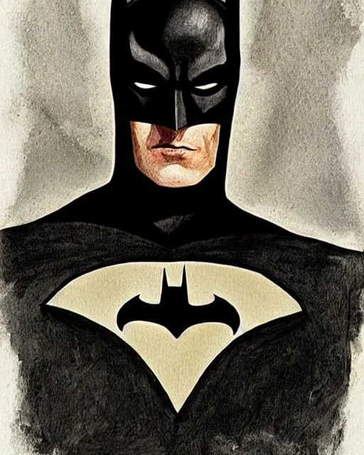 Image similar to portrait of batman, illustration, art by neil gaiman