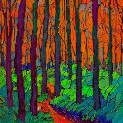 Prompt: forest at night with floating lights by Erin Hanson