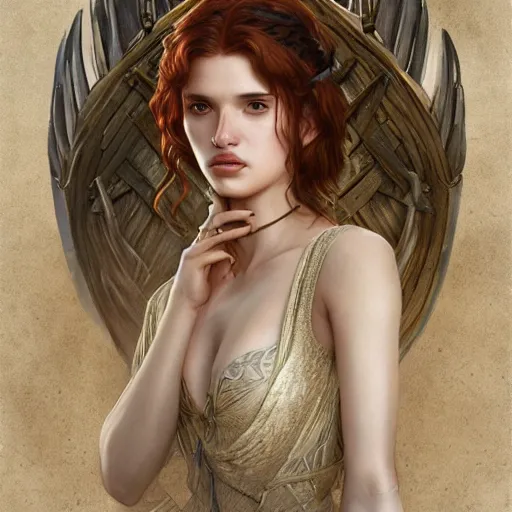 Image similar to ultra realistic illustration, bella thorne in game of thrones, intricate, elegant, highly detailed, digital painting, artstation, concept art, smooth, sharp focus, illustration, art by artgerm and greg rutkowski and alphonse mucha