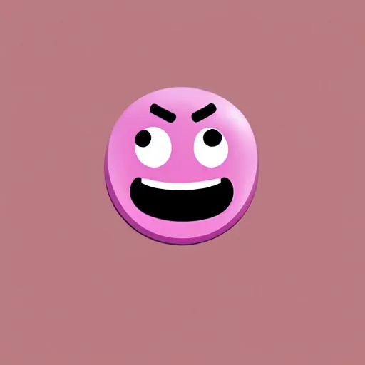 Image similar to crazy emoji looks at the camera, light pink background, drawing,