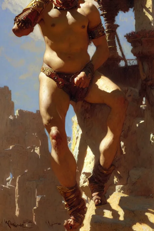 Image similar to male, gladiator, painting by gaston bussiere, craig mullins, greg rutkowski, alphonse mucha