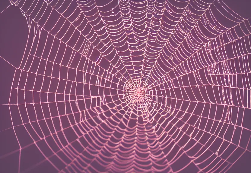 Image similar to a ultra realistic hyper realistic underexposed fujifilm 800 photograph of an intricate neon spider web