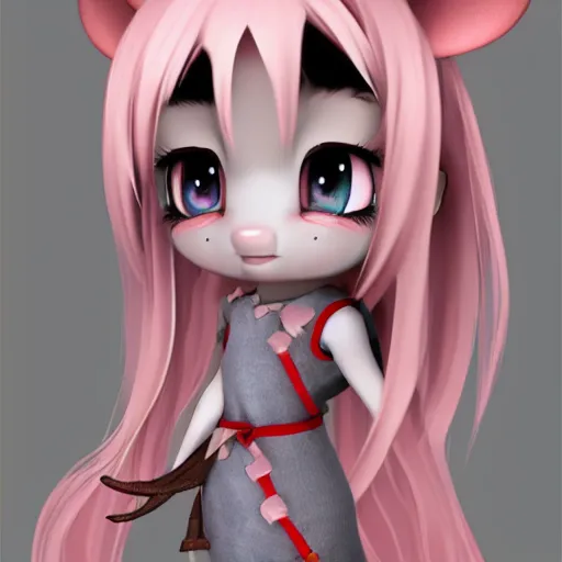 Prompt: cute fumo plush of a rat girl princess, chibi, artstation design contest winner, silhouette, vray