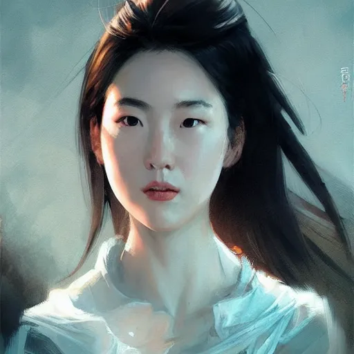 Image similar to “ portrait of liu yifei by greg rutkowski, young, attractive, highly detailed portrait, scifi, digital painting, artstation, concept art, smooth, sharp foccus ilustration, artstation hq ”