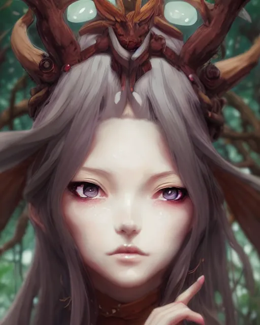 Prompt: character concept art of an anime forest witch | | cute - fine - face, pretty face, realistic shaded perfect face, fine details by stanley artgerm lau, wlop, rossdraws, james jean, andrei riabovitchev, marc simonetti, and sakimichan, tranding on artstation