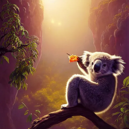 Prompt: Highly detailed portrait of Koala eating a taco, Stephen Bliss, unreal engine, fantasy art by Greg Rutkowski, Loish, Rhads, ferdinand knab, Makoto Shinkai and Lois van baarle, ilya kuvshinov, rossdraws, Tom Bagshaw, alphonse mucha, global illumination, radiant light, detailed and intricate environment