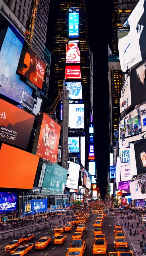 Image similar to 8k high resolution photograph of New York Times Square at night
