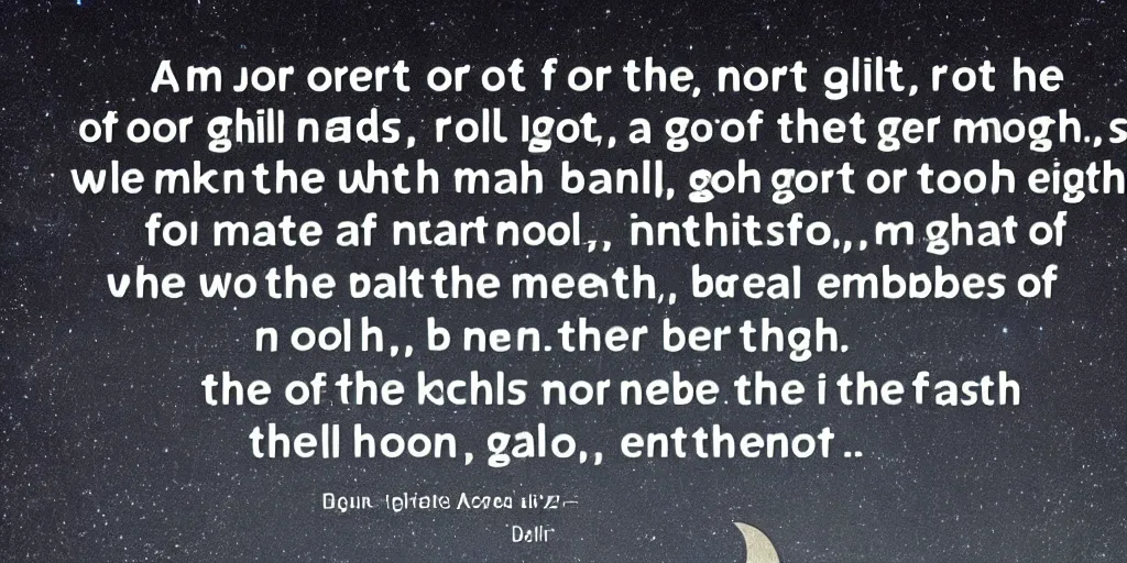 Image similar to an order not of gold, but the stars and moon of the chill night. i would keep them far from the earth beneath our feet. and have the certainties of sight, emotion, faith, and touch... all become impossibilities.