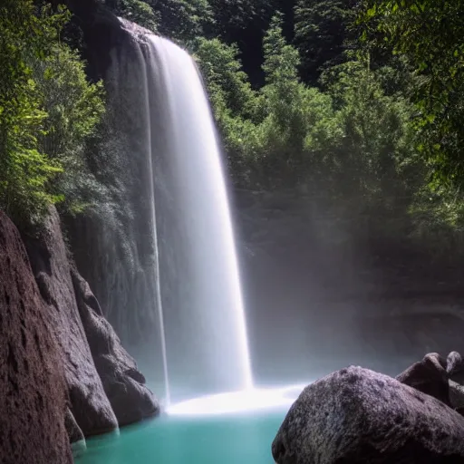 Prompt: moon in a waterfall