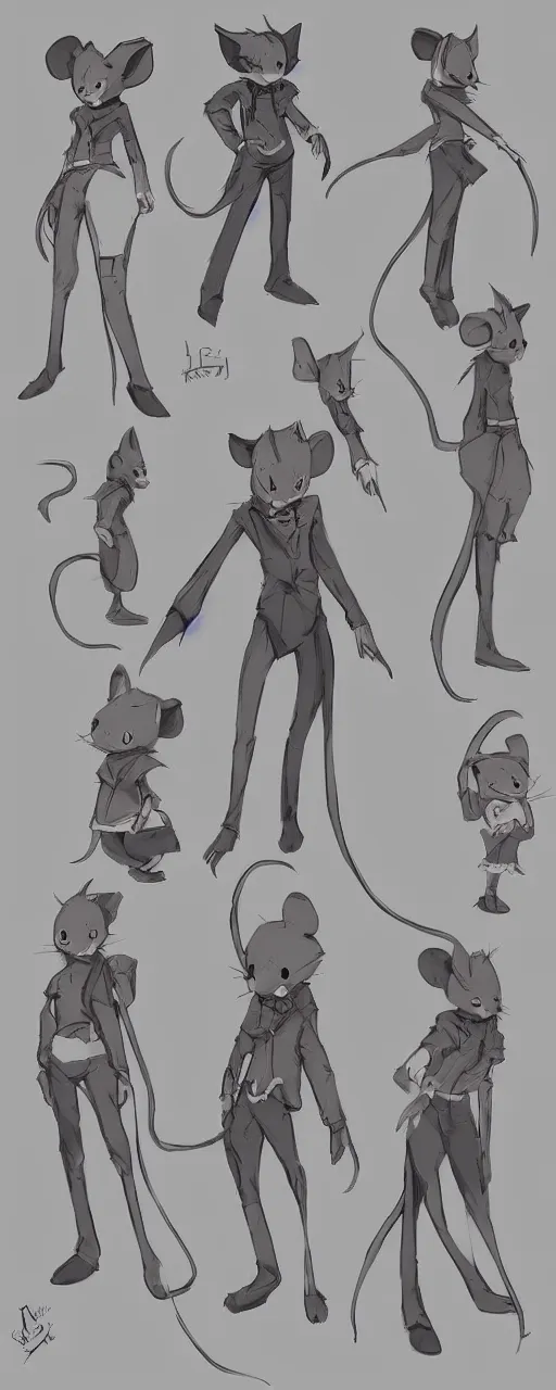 Image similar to concept art full body of mouse character, trending on pixiv, deviantart